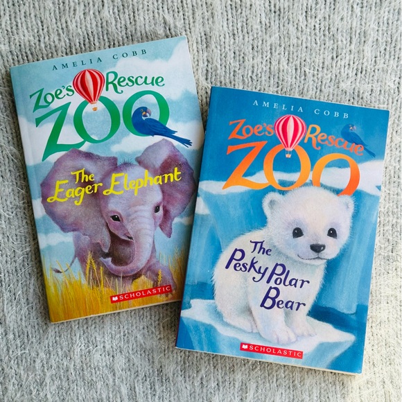 Set of 2 Zoe’s Rescue Zoo 🐘🐻‍❄️ Amelia Cobb Scholastic Paperback Chapter Books - Picture 1 of 8